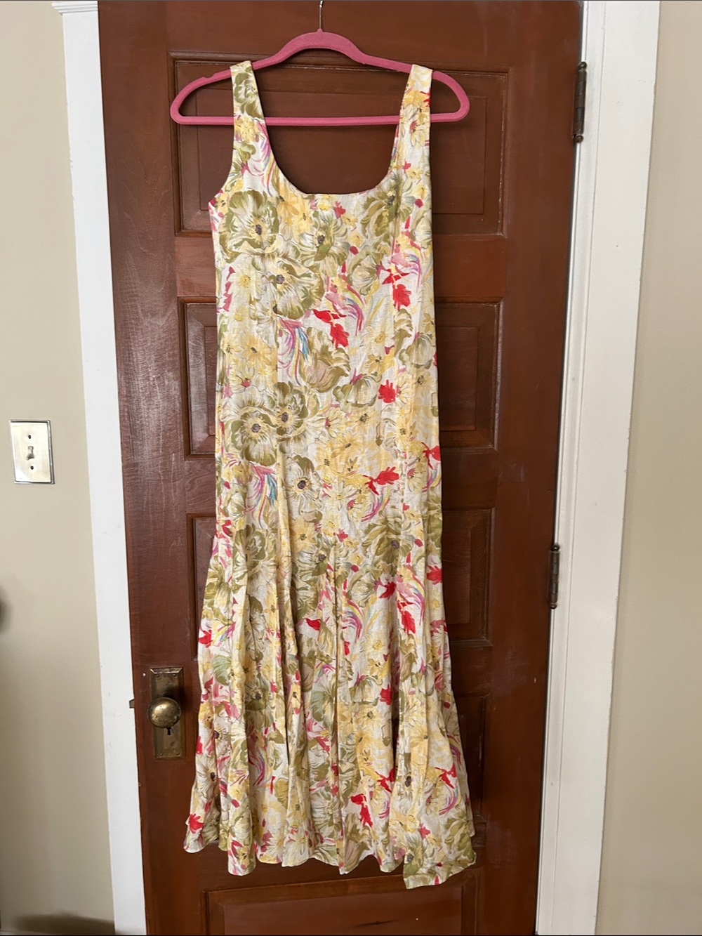 Zara Floral Scoop Neck midi Dress L